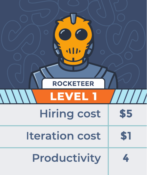 Rocketeer character artwork from the Agilist Level 1 team member card