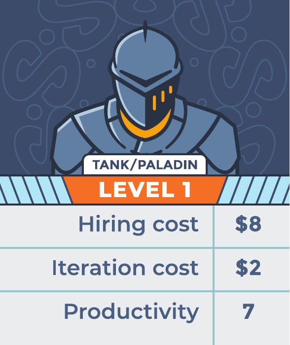 Tank / Paladin character artwork from the Agilist Level 1 team member card
